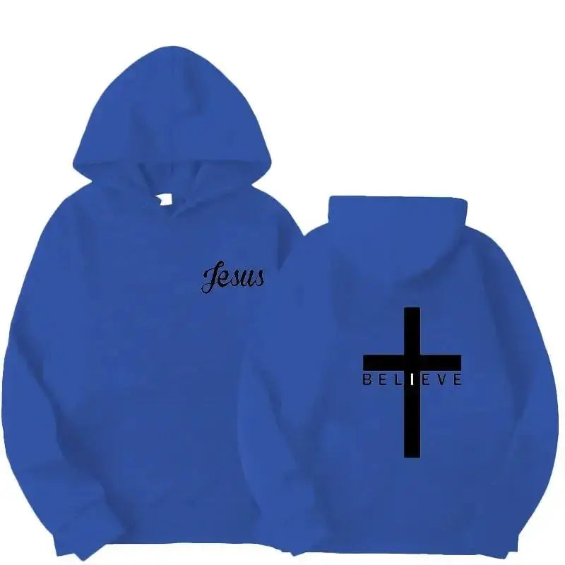 Herren Believe CROSS Jesus Bedruckte Hoodies