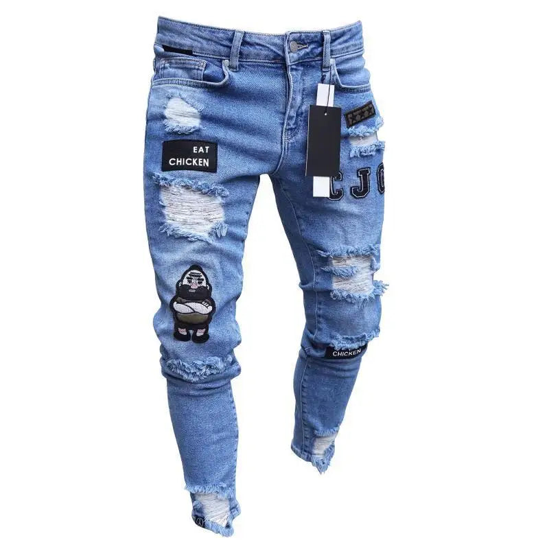 BEST SELLER White Embroidery Skinny Ripped Jeans