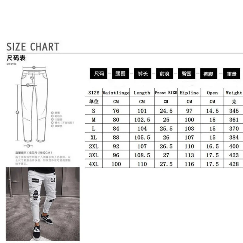 BEST SELLER White Embroidery Skinny Ripped Jeans