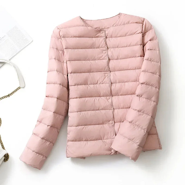 New European Women Spring Autumn Light Duck Down Fabric Lightweight Coat - Swefashionstore