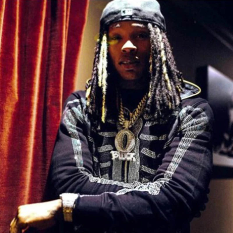 Zzsykd Rhinestone Full-Zip Hoodie Skeleton Goth Sweatshirt - Swefashionstore