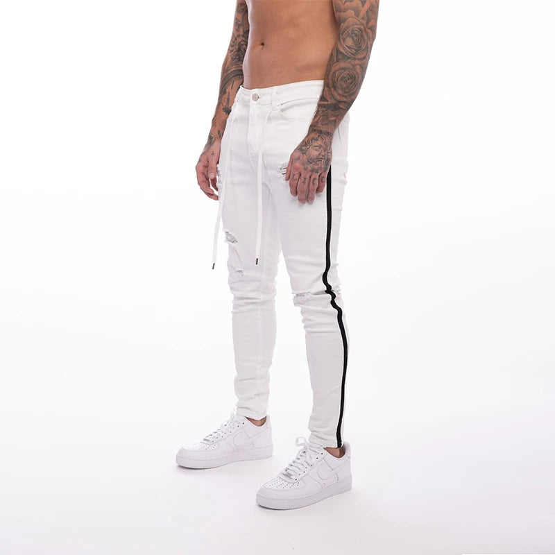 BESTSELLER White Embroidery Skinny RIPPED Jeans - Swefashionstore