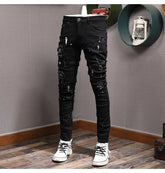 Streetwear Fashion Men Jeans Ripped Stretch Elastic Slim Fit - Swefashionstore