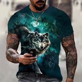 3D Print Wolf T-shirt For Men Summer Oversized Short Sleeve Tops Pullover 2023 Fashion Streetwear Men&