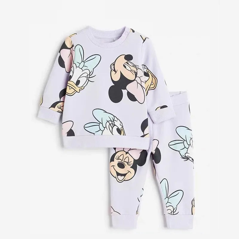 MINISO Long Sleeve Cartoon Two Piece Sets For Kids Full Print Hoodies+Pants - Swefashionstore