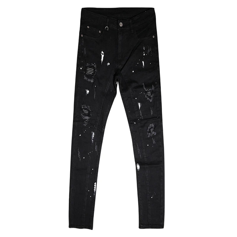Streetwear Fashion Männer Jeans Zerrissene Stretch Elastische