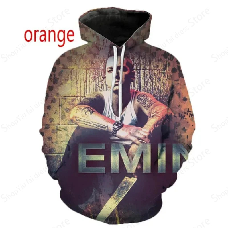 Neuer Eminem-Hoodie mit 3D-Grafikdruck, Rock-Trainingsanzug