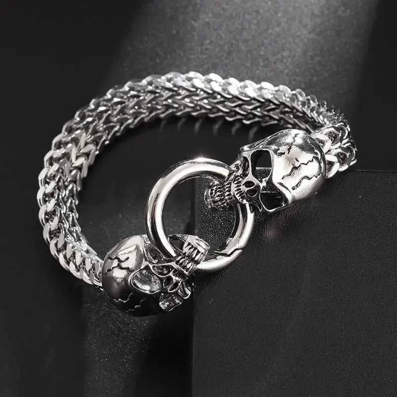 Stainless Steel Double Wolf Head Bracelet - Swefashionstore