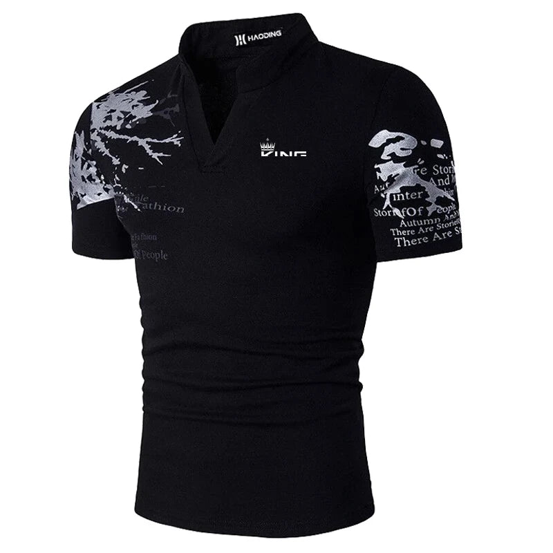 Men's POLO Shirt Graphic Prints V Neck Outdoor Short Sleeves