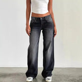 Women Denim Pants Loose Casual Straight Trousers - Swefashionstore