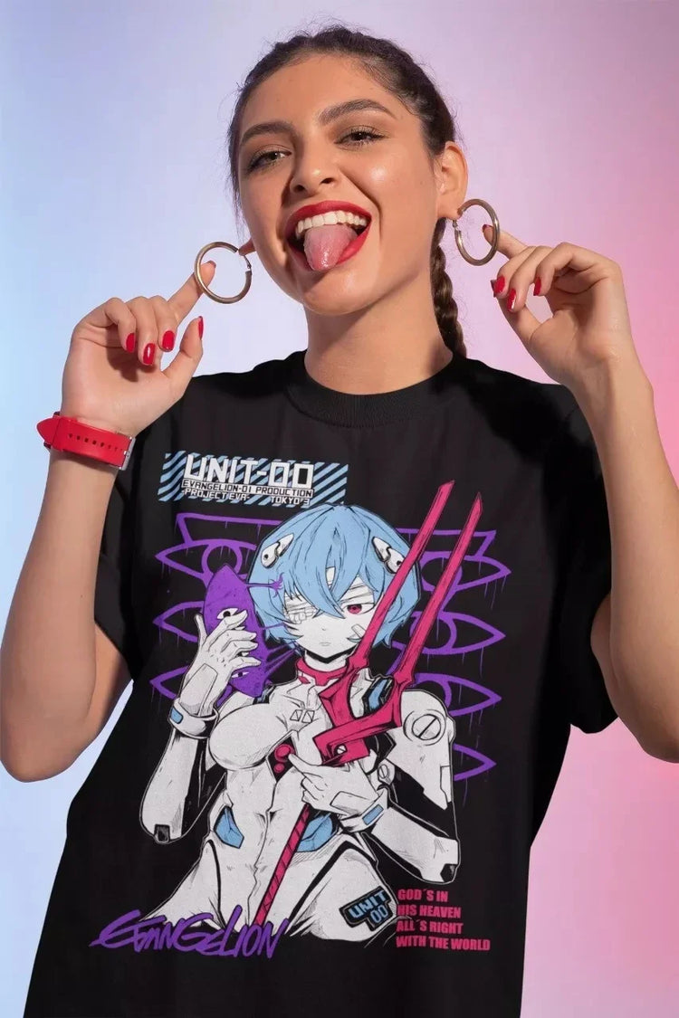 New BANDAI Summer Neon Genesis Evangelion nit 01 T-shirt - Swefashionstore