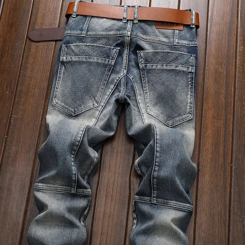 Hochwertige DENIM Jeans RETRO Straight Biker Design