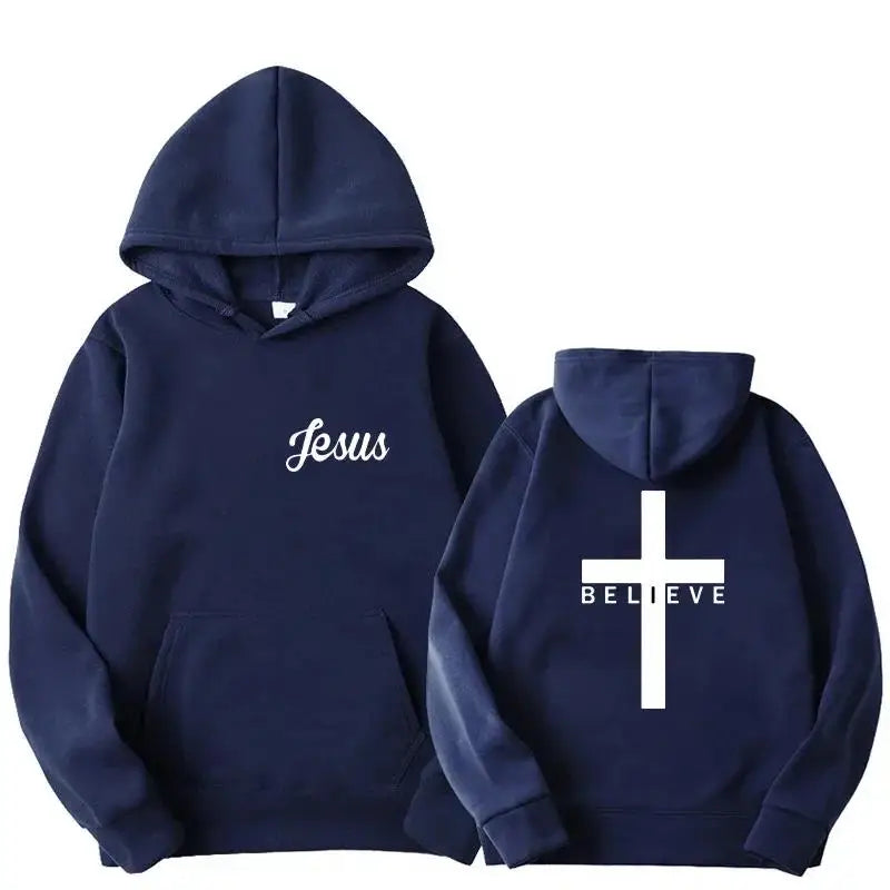 Herren Believe CROSS Jesus Bedruckte Hoodies