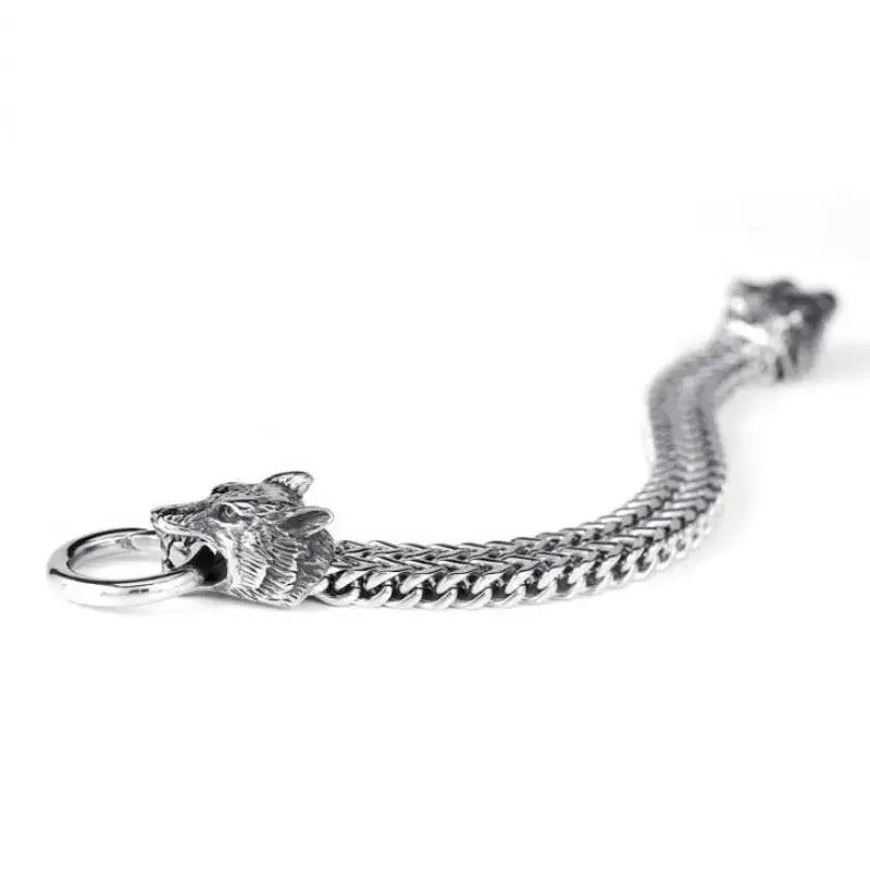 Stainless Steel Double Wolf Head Bracelet - Swefashionstore