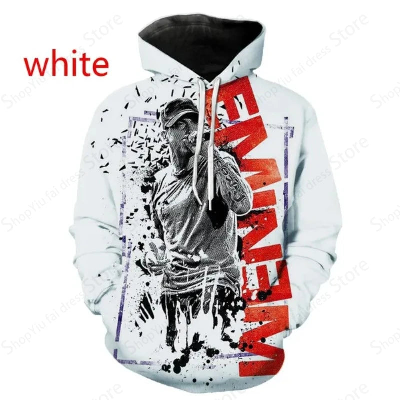 Neuer Eminem-Hoodie mit 3D-Grafikdruck, Rock-Trainingsanzug