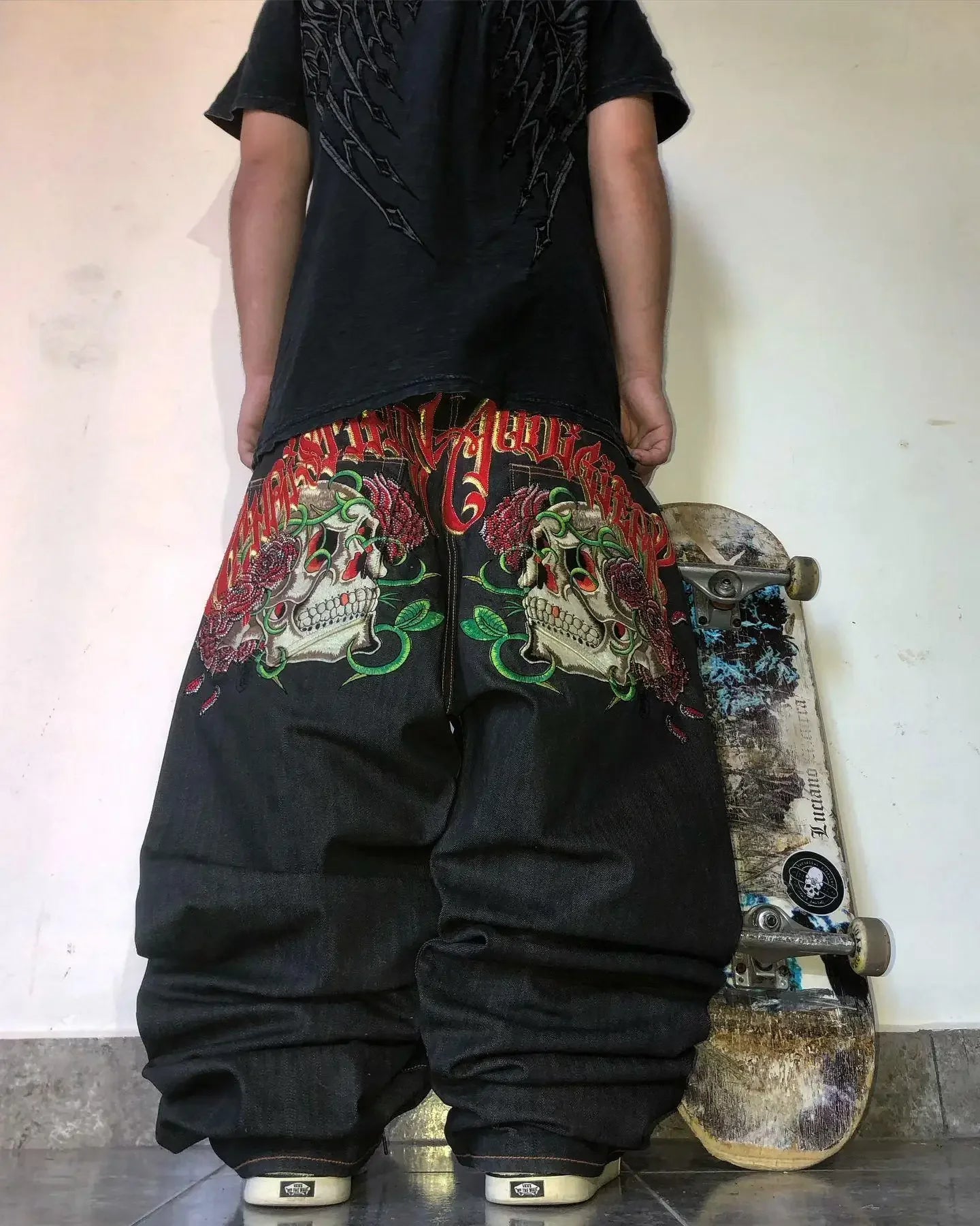 Retro Y2k Pants Hip Hop Skull Pattern Streetwear - Swefashionstore