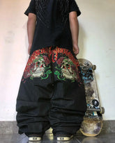 Retro Y2k Pants Hip Hop Skull Pattern Streetwear - Swefashionstore