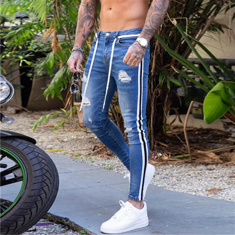 FASHION Skinny Ripped Denim Biker Jeans High Quality - Swefashionstore