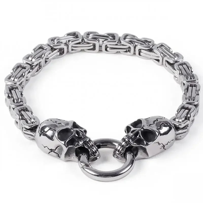 Stainless Steel Double Wolf Head Bracelet - Swefashionstore