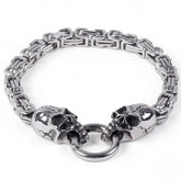 Stainless Steel Double Wolf Head Bracelet - Swefashionstore