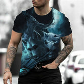 3D Print Wolf T-shirt For Men Summer Oversized Short Sleeve Tops Pullover 2023 Fashion Streetwear Men&
