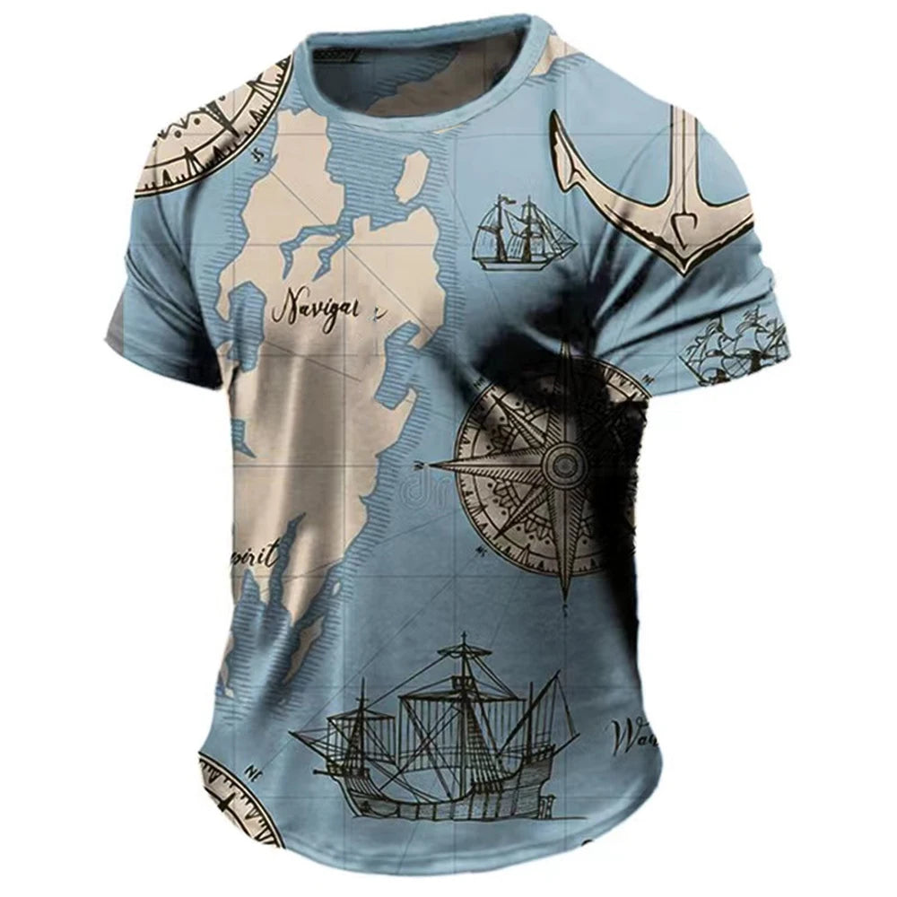 BESTSELLER Summer T-shirt Compass Printed - Swefashionstore