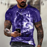 3D Print Wolf T-shirt For Men Summer Oversized Short Sleeve Tops Pullover 2023 Fashion Streetwear Men&