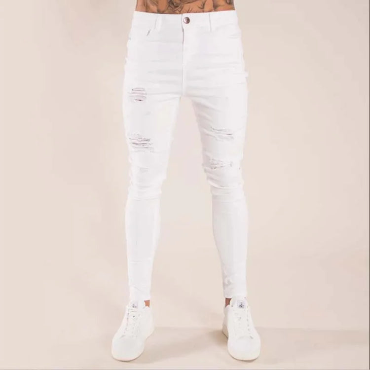BESTSELLER White Embroidery Skinny RIPPED Jeans - Swefashionstore