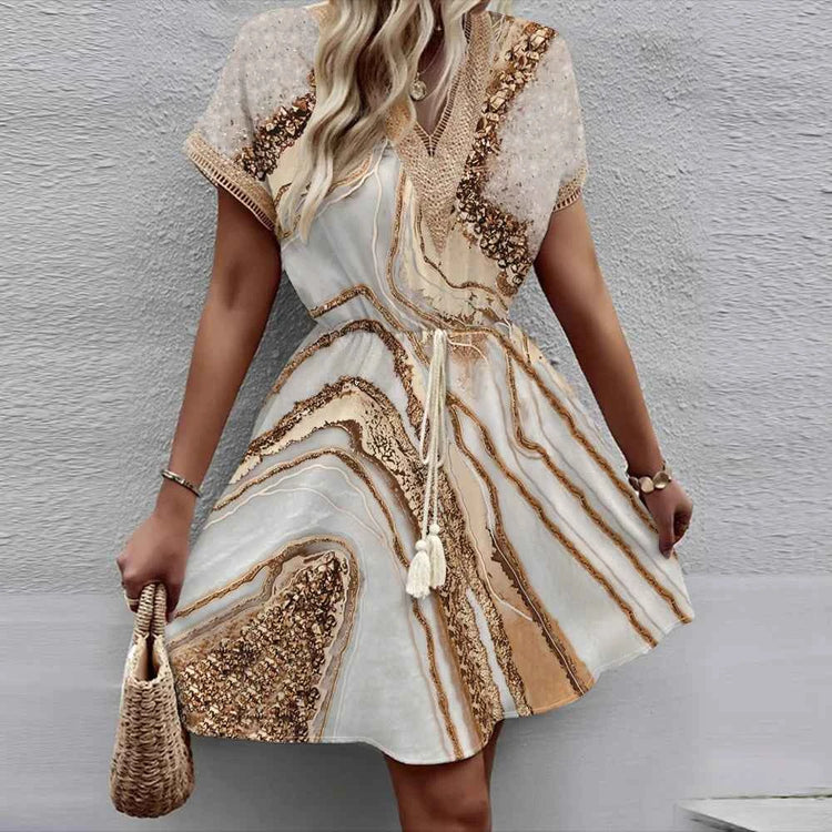 New Spring/Summer Bat Sleeves Lace V-Neck Top - Swefashionstore