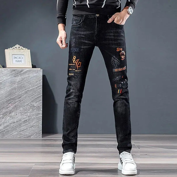 Black Slim Fit Jeans for Men Brand Jeans - Swefashionstore