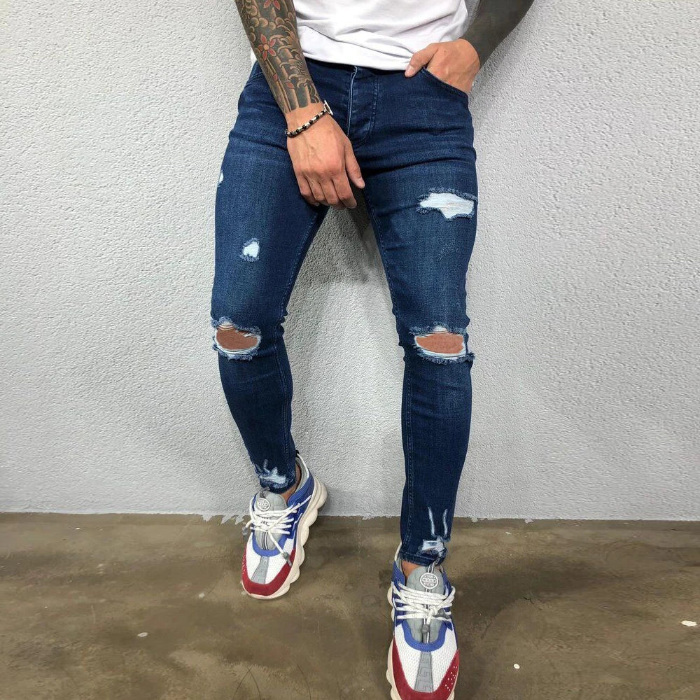 FASHION Skinny Ripped Denim Biker Jeans High Quality - Swefashionstore