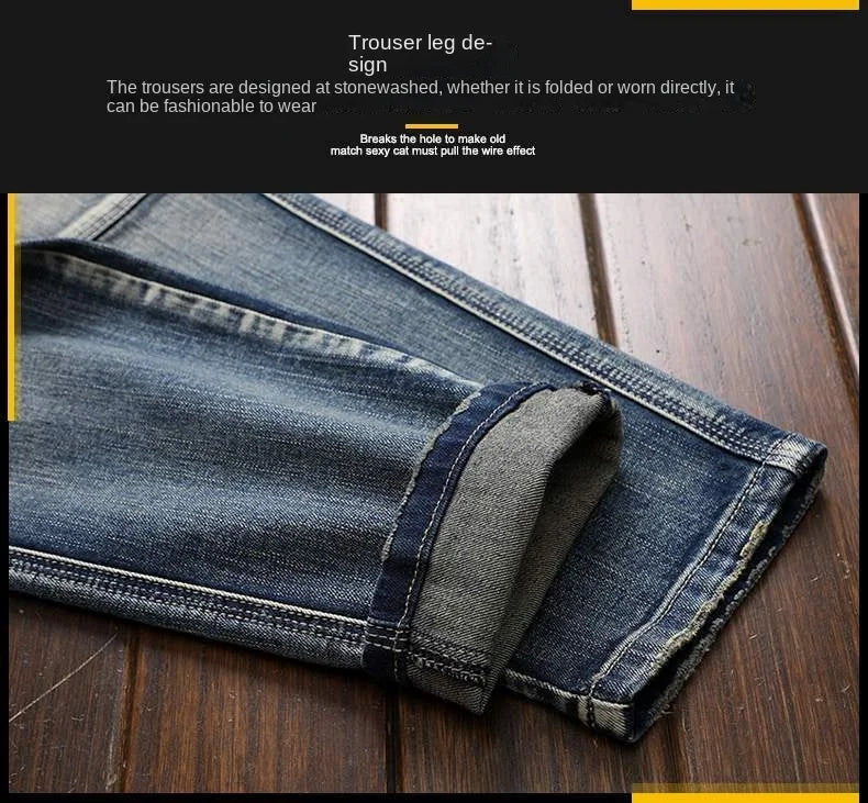 Hochwertige DENIM Jeans RETRO Straight Biker Design