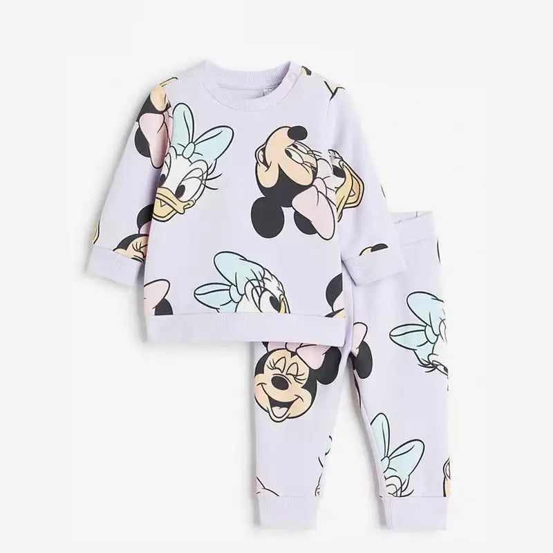 MINISO Long Sleeve Cartoon Two Piece Sets For Kids Full Print Hoodies+Pants - Swefashionstore