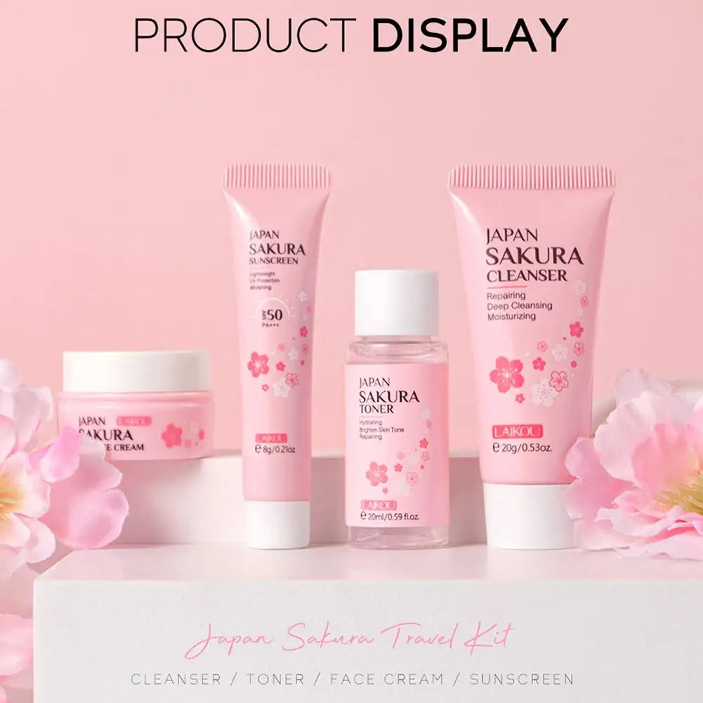 Sakura Skin Care Sets Facial Cleanser Face Face Toner Sunscreen Products Care Moisturizing Smoothing Nourishing - Swefashionstore