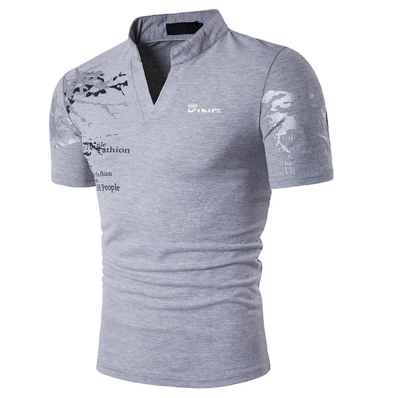 Men's POLO Shirt Graphic Prints V Neck Outdoor Short Sleeves