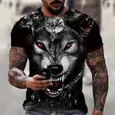 3D Print Wolf T-shirt For Men Summer Oversized Short Sleeve Tops Pullover 2023 Fashion Streetwear Men&