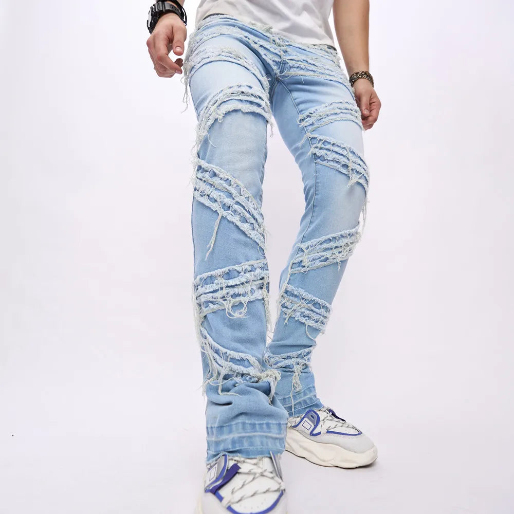 BESTSELLER Stilvolle, lockere Jeans mit zerrissenen Patches aus Denim