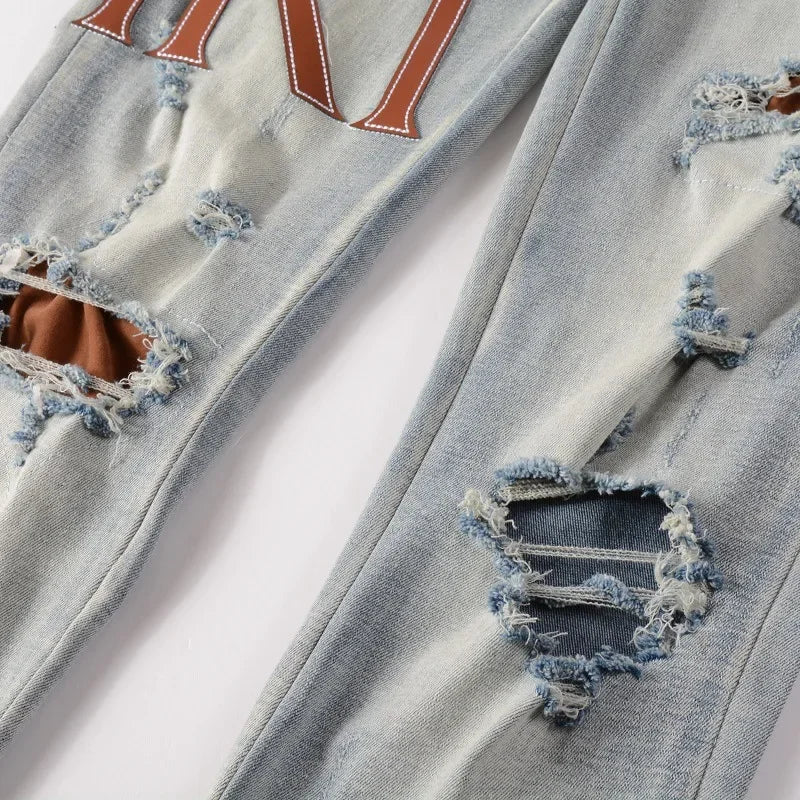 Trendyamiri European STYLE Jeans EINZIGARTIGES Design Slim Fit