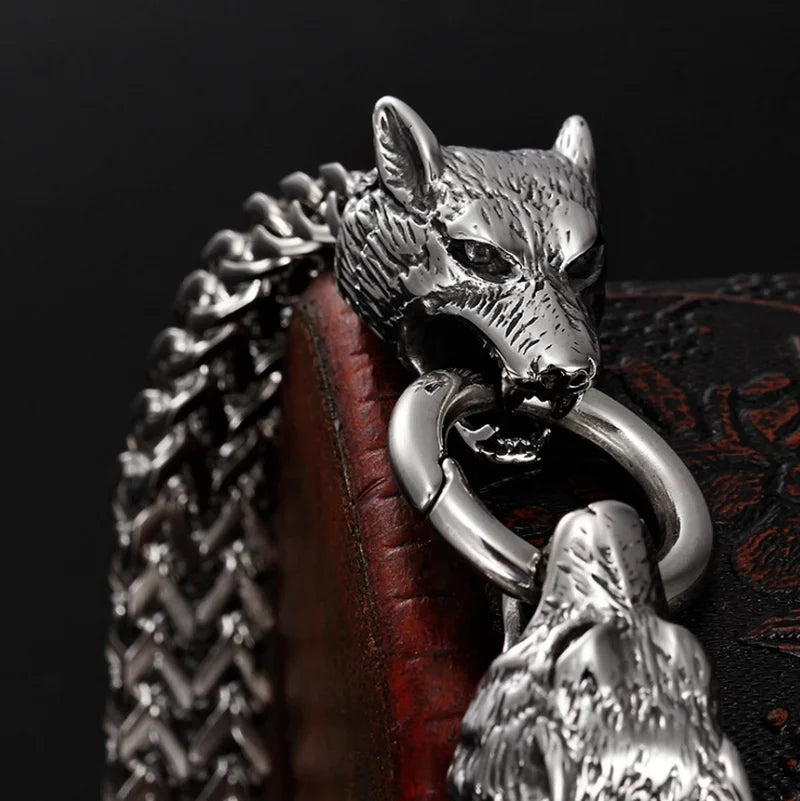 Stainless Steel Double Wolf Head Bracelet - Swefashionstore