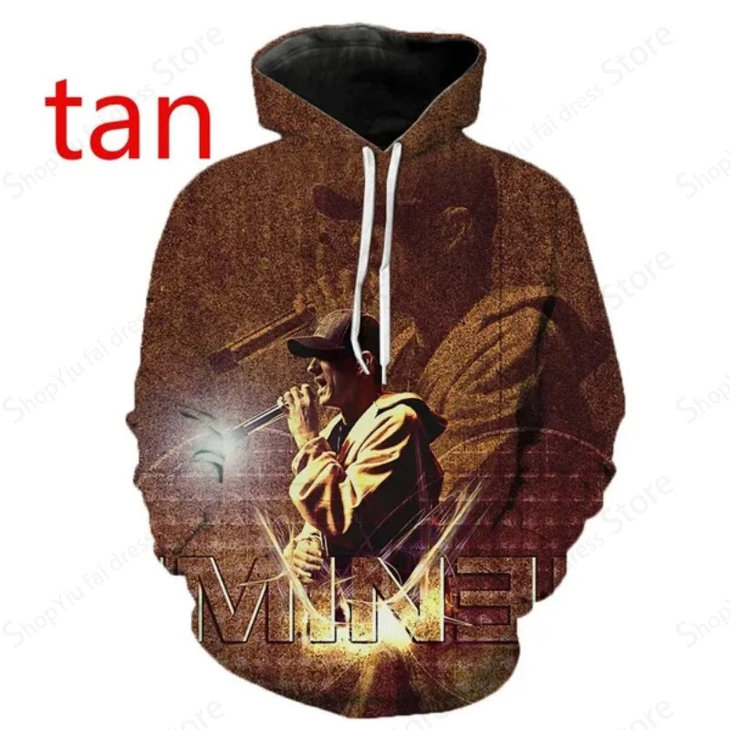 Neuer Eminem-Hoodie mit 3D-Grafikdruck, Rock-Trainingsanzug