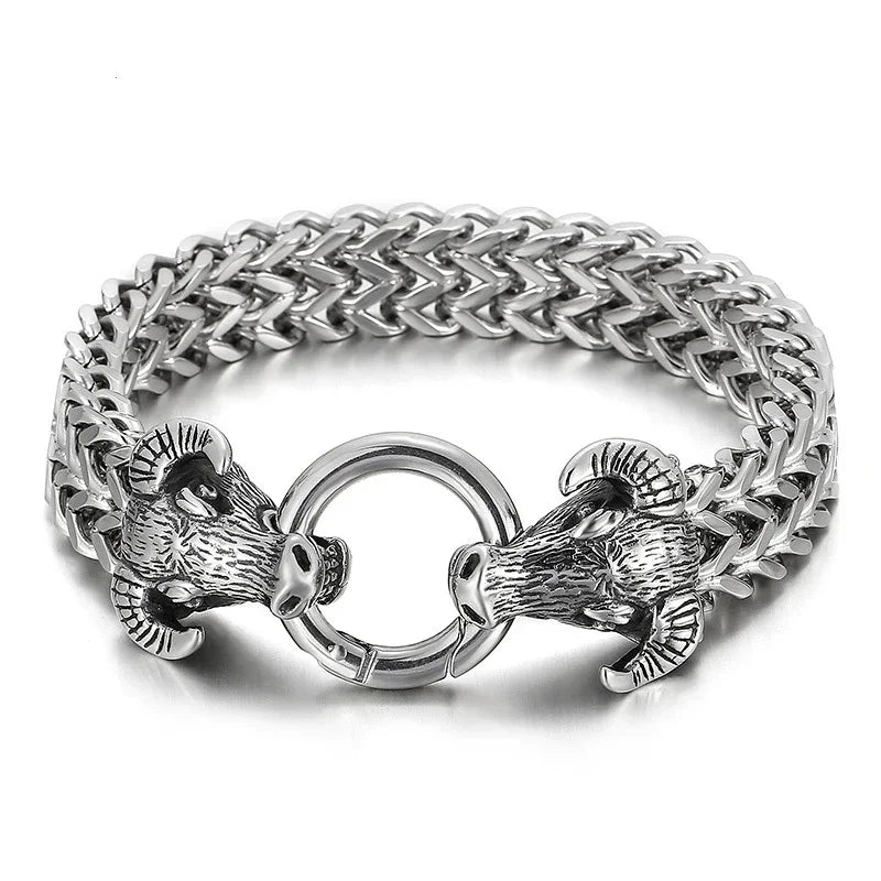 Stainless Steel Double Wolf Head Bracelet - Swefashionstore