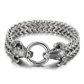 Stainless Steel Double Wolf Head Bracelet - Swefashionstore