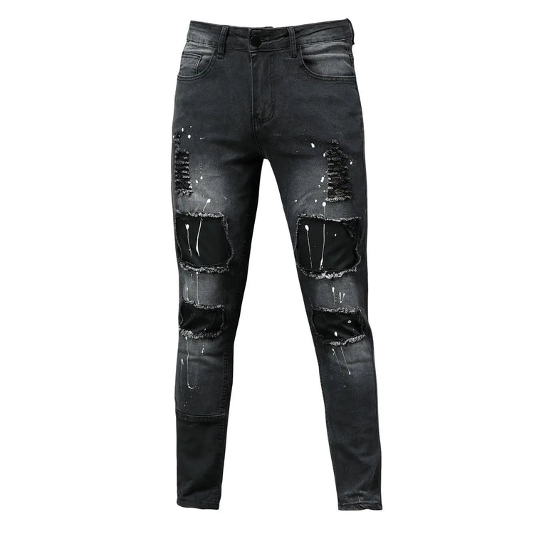 NEW Men Stretchy Ripped Skinny Elastic Jeans - Swefashionstore