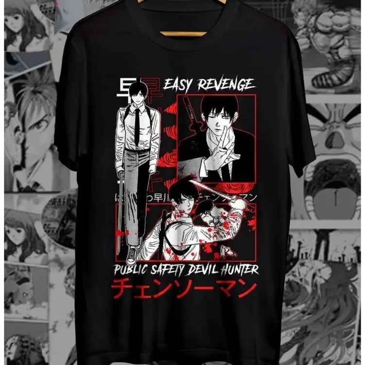 Trend Four Seasons 2025 Cosplay Unisex Aki Hayakawa T-Shirt Anime Manga Chainsaw Men&