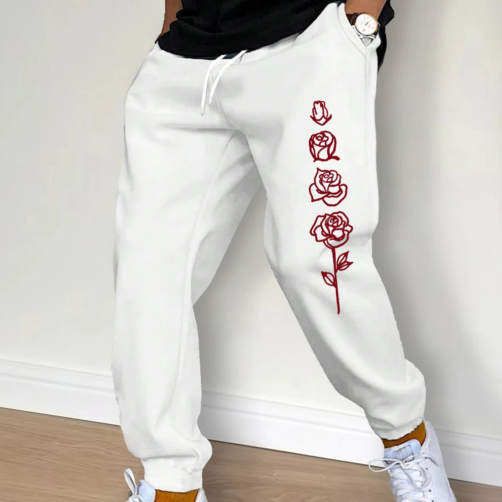 Fashion Men Printing Clothing Trousers Drawstring Casual Pants Sweatpants Autumn And Winter Jogging Sports Fitness Pants - Swefashionstore