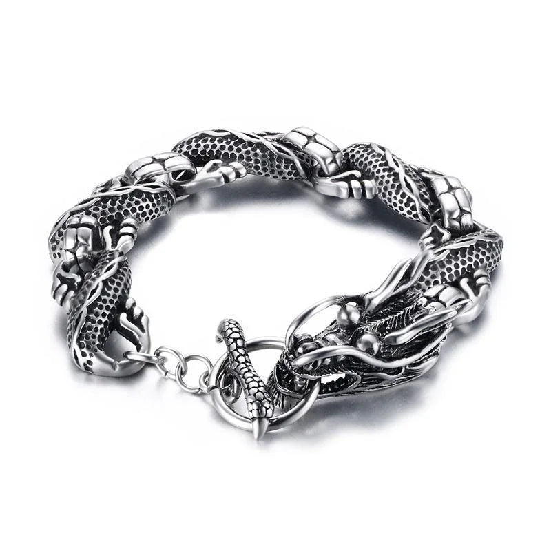 Stainless Steel Double Wolf Head Bracelet - Swefashionstore