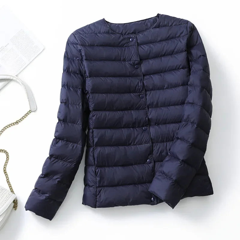 New European Women Spring Autumn Light Duck Down Fabric Lightweight Coat - Swefashionstore