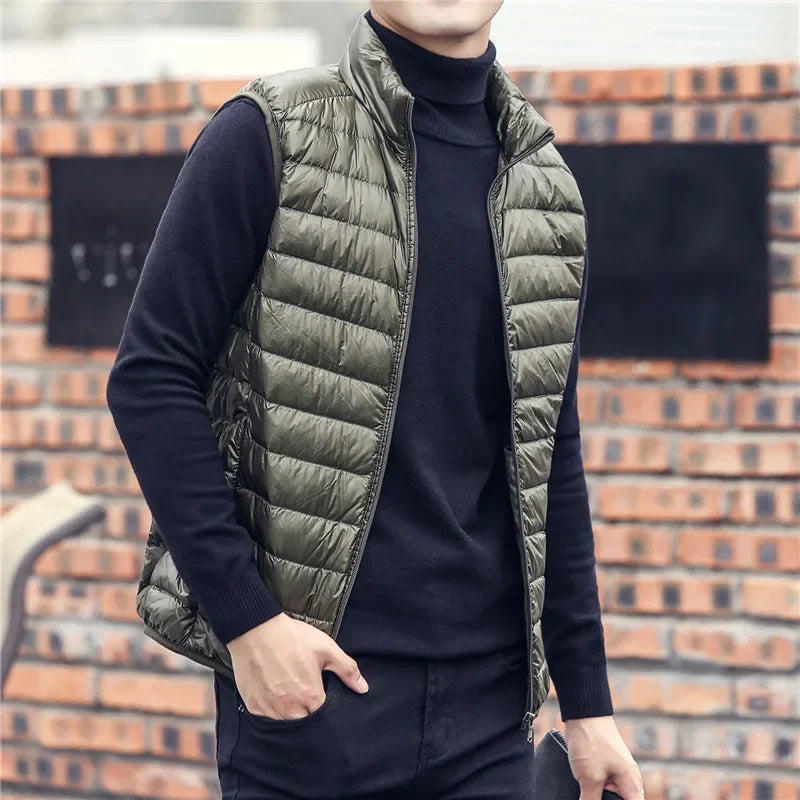 Autumn Winter Men Duck Down Vest 2025 Ultralight Sleeveless Puffer Vest - Swefashionstore
