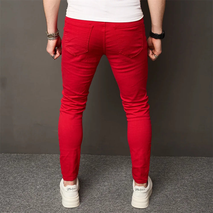 High-Street Men HipHop Holes Skinny Stretch Jeans - Swefashionstore