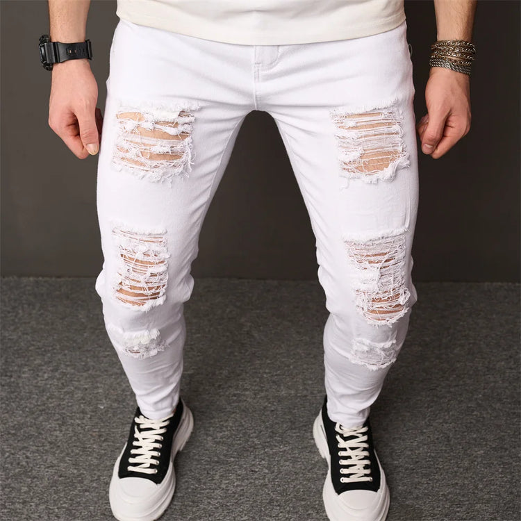 STREET Holes Skinny Stylish Stretch Slim JEANS - Swefashionstore